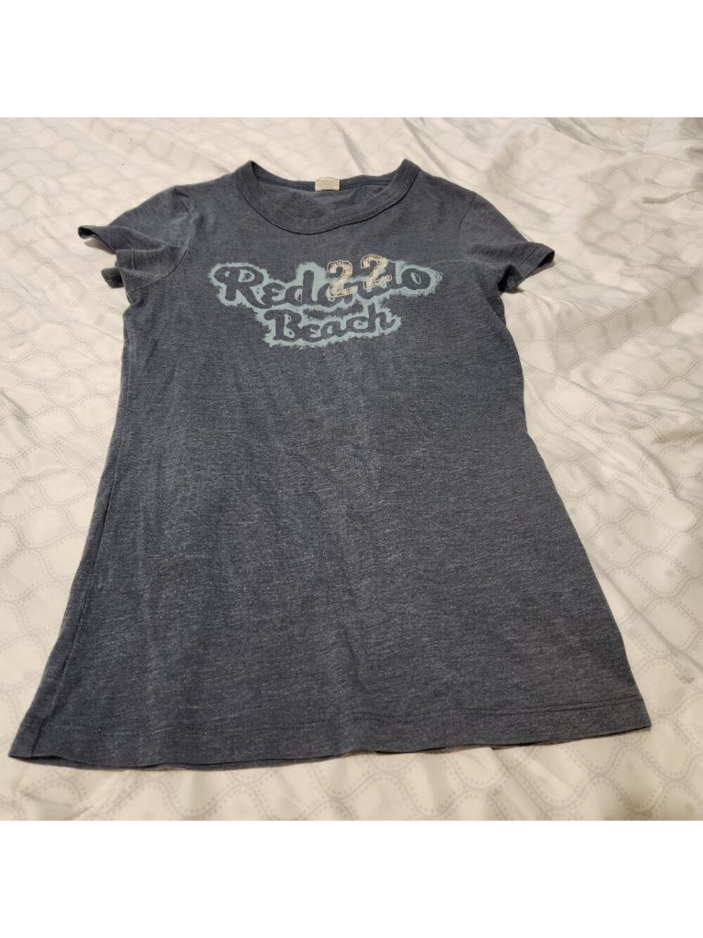 Hollister Womens Redondo Beach Graphic Tee Blue Distressed Logo Short Sleeve Cas